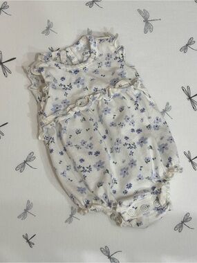 Carter's Cream and Lavender Floral Baby One-Piece